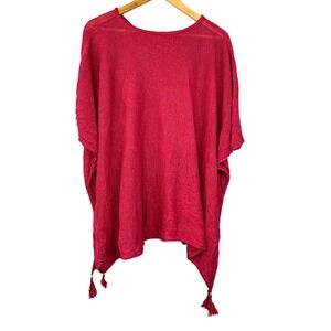 Pink Festival Knit Poncho Top Womens One Size Boho Summer Cover Up Vacation